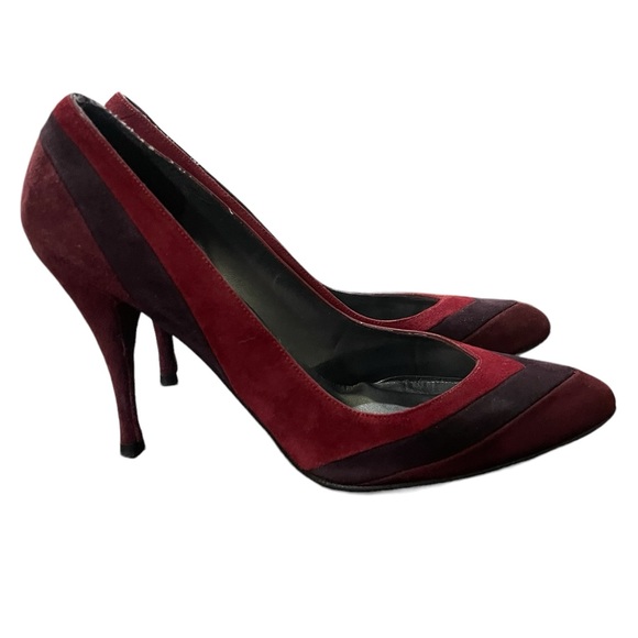 Stuart Weitzman Suede Tri-Color Heels Sz 7 - Picture 4 of 8
